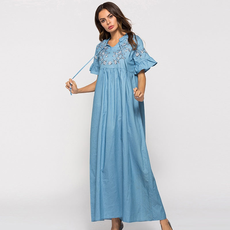 Embroidery Casual Floor-Length Dress
