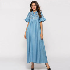 Embroidery Casual Floor-Length Dress