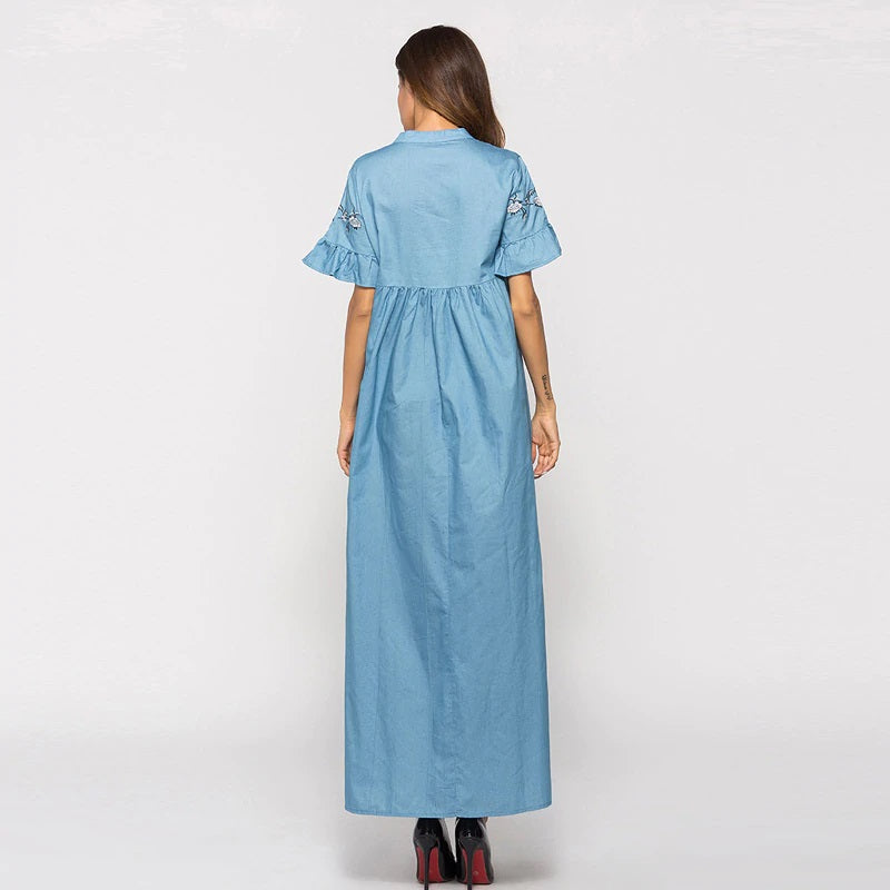 Embroidery Casual Floor-Length Dress