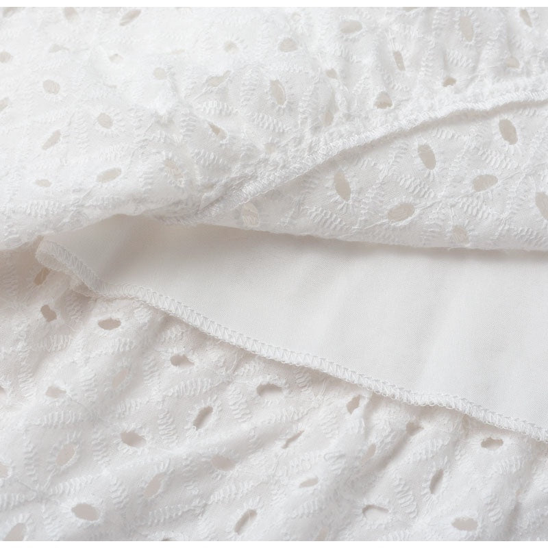 Embroidery Hollow Out Backless Casual Beach Dress