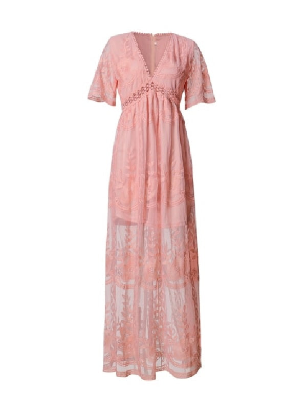 Embroidery Lace long Tunic Beach Maxi Dress