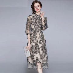 Embroidery Mesh High Quality Vintage Party Dress