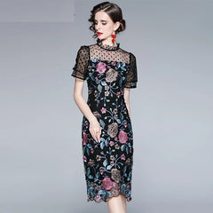 Embroidery Mesh High Quality Vintage Party Dress
