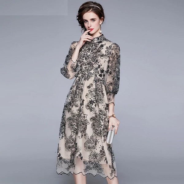 Embroidery Mesh High Quality Vintage Party Dress