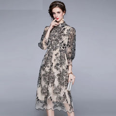 Embroidery Mesh High Quality Vintage Party Dress