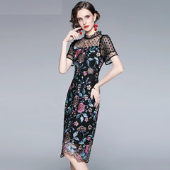 Embroidery Mesh High Quality Vintage Party Dress