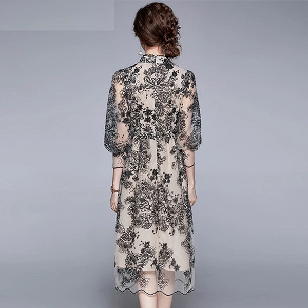 Embroidery Mesh High Quality Vintage Party Dress