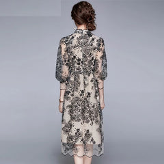 Embroidery Mesh High Quality Vintage Party Dress