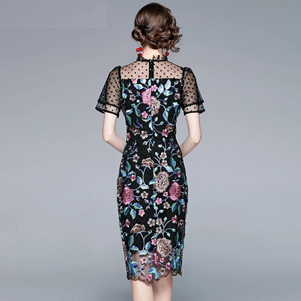Embroidery Mesh High Quality Vintage Party Dress