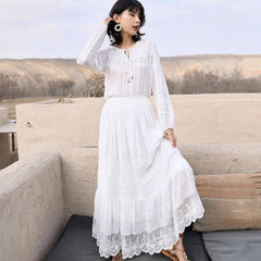 Embroidery Patchwork Lace Beach Maxi Dress