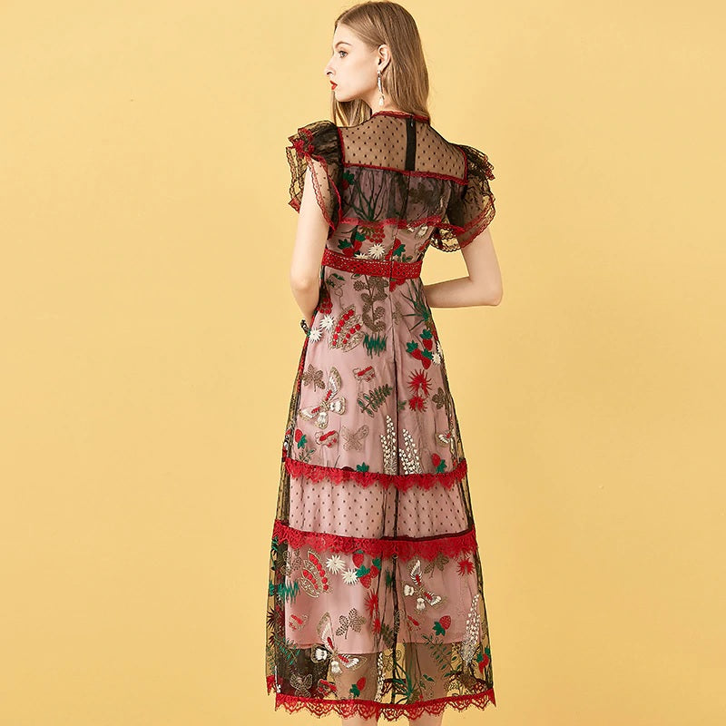Embroidery Patchwork Vintage Beach Midi Dresses