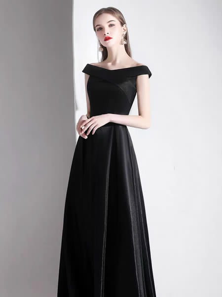 Evening A Line Bateau Neck Floor Length Formal Party Dresses