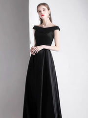 Evening A Line Bateau Neck Floor Length Formal Party Dresses
