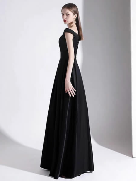Evening A Line Bateau Neck Floor Length Formal Party Dresses