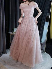 Evening A-Line Lace-up Bows Sequined Party Dresses