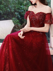 Evening A-Line Lace-up Formal Dinner Dresses