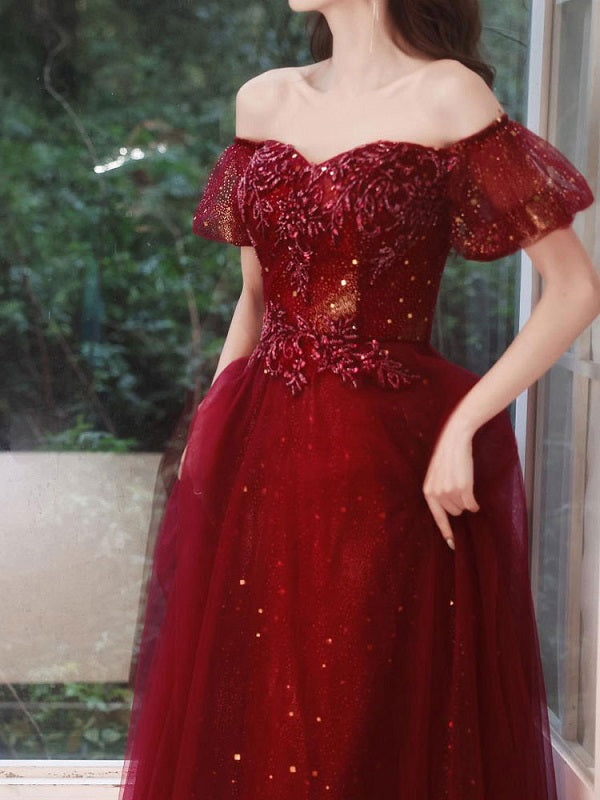 Evening A-Line Lace-up Formal Dinner Dresses