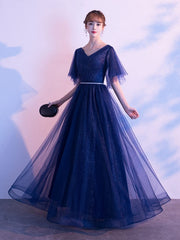 Evening A Line Matte Satin Floor Length Sequins Party Dresses