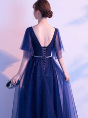 Evening A Line Matte Satin Floor Length Sequins Party Dresses