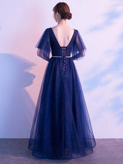 Evening A Line Matte Satin Floor Length Sequins Party Dresses