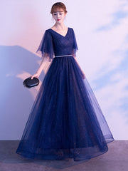 Evening A Line Matte Satin Floor Length Sequins Party Dresses