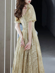 Evening Dress A-Line Half Sleeves Lace-up Party Dresses
