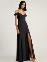 Evening Dress A-Line Short Sleeves Split Social Pageant Dresses