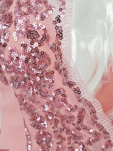 Backless Polyester Sequins Split Gowns Long Party Dress