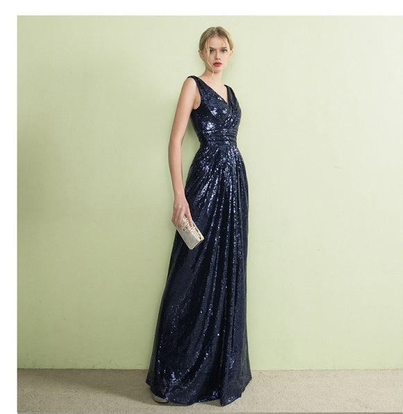 Evening Dresses Mermaid Formal Dress V Neck Sleeveless Ruched Waist Party Dress With Train