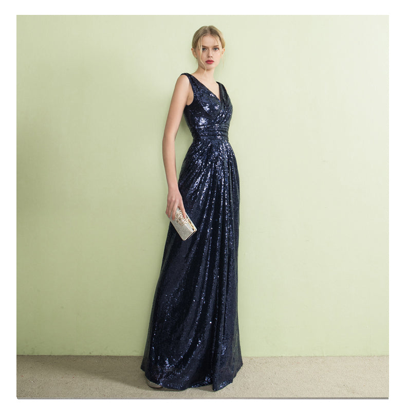 Evening Dresses Mermaid Formal Dress V Neck Sleeveless Ruched Waist Party Dress With Train