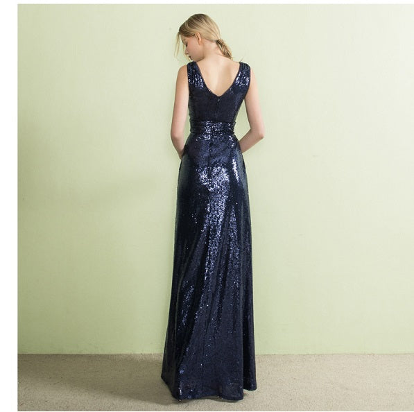 Evening Dresses Mermaid Formal Dress V Neck Sleeveless Ruched Waist Party Dress With Train