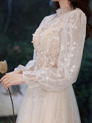 Evening Jewel Neck Lace Sequined Floor-Length Party Dresses