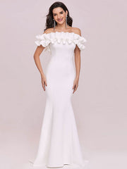 Evening Mermaid Sleeveless Ruffles Satin Fabric Dresses