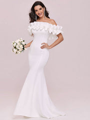 Evening Mermaid Sleeveless Ruffles Satin Fabric Dresses