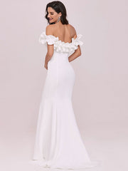 Evening Mermaid Sleeveless Ruffles Satin Fabric Dresses