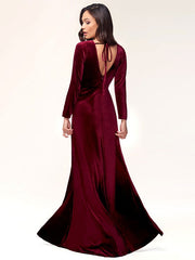 Evening Sheath Long Sleeve V-Neck Social Party Dress