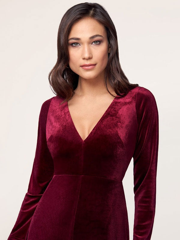 Evening Sheath Long Sleeve V-Neck Social Party Dress
