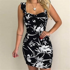 Backless Graphic Printed Dress
