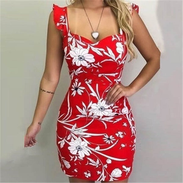 Backless Graphic Printed Dress