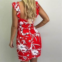 Backless Graphic Printed Dress