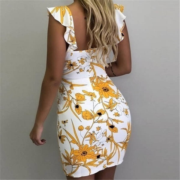 Backless Graphic Printed Dress