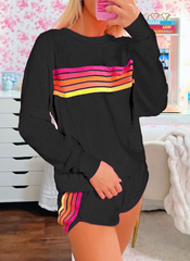 Casual Long Sleeve Sweatershirt Loose Sports Shorts Tracksuit Suit 2 Piece Set