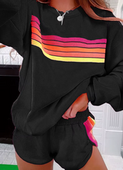 Casual Long Sleeve Sweatershirt Loose Sports Shorts Tracksuit Suit 2 Piece Set