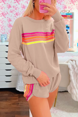 Casual Long Sleeve Sweatershirt Loose Sports Shorts Tracksuit Suit 2 Piece Set
