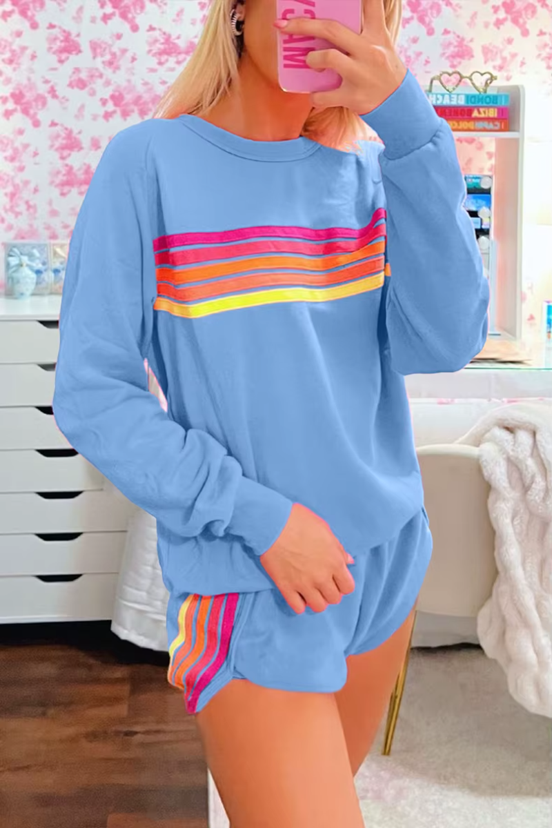 Casual Long Sleeve Sweatershirt Loose Sports Shorts Tracksuit Suit 2 Piece Set