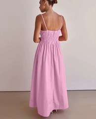 Classic Backless Loose Cotton Strap Sleeveless Ankle Length Dresses