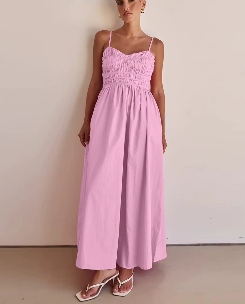 Classic Backless Loose Cotton Strap Sleeveless Ankle Length Dresses
