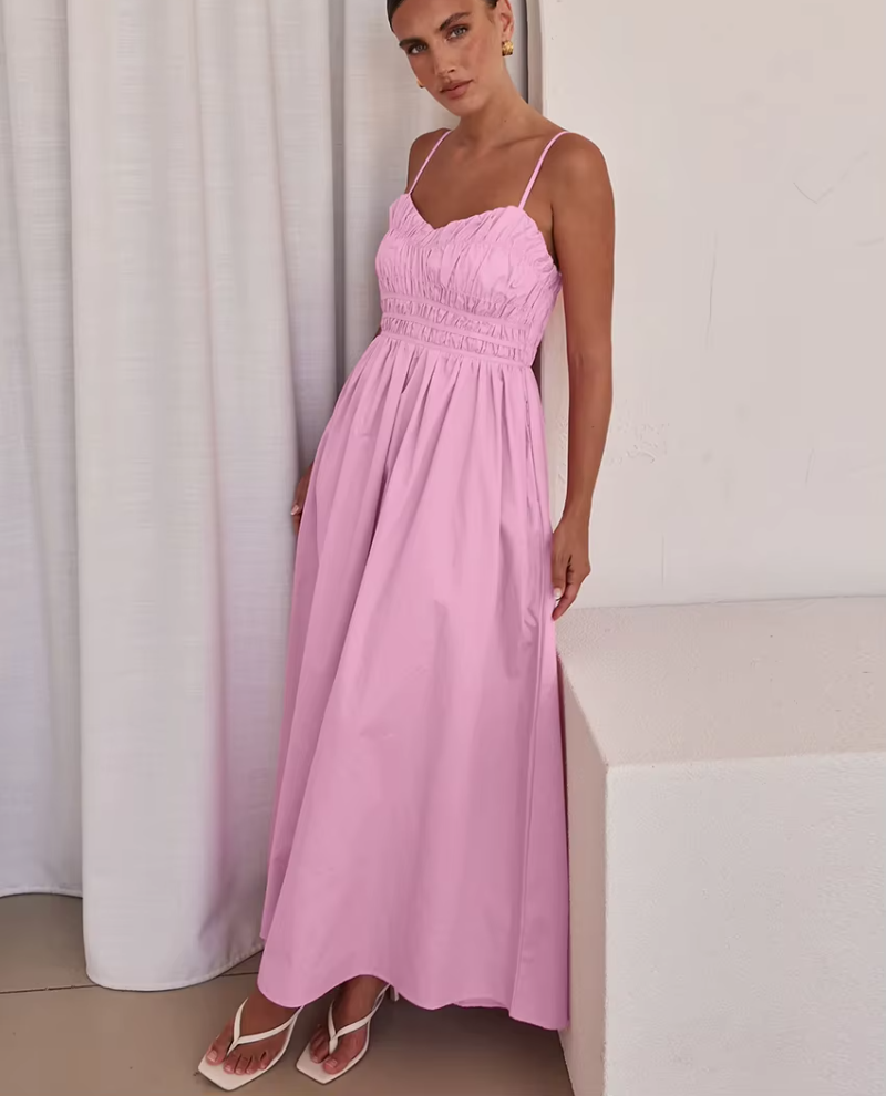 Classic Backless Loose Cotton Strap Sleeveless Ankle Length Dresses