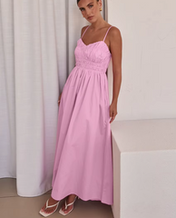 Classic Backless Loose Cotton Strap Sleeveless Ankle Length Dresses