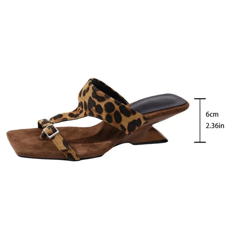 Clip-Toe Flip-Flops Square Toe Open Toe Suede Non-Slip Wear-Resistant Slide Slippers